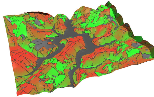 Grafik zeigt mehr und weniger stark sturmgefährdete Waldbereiche