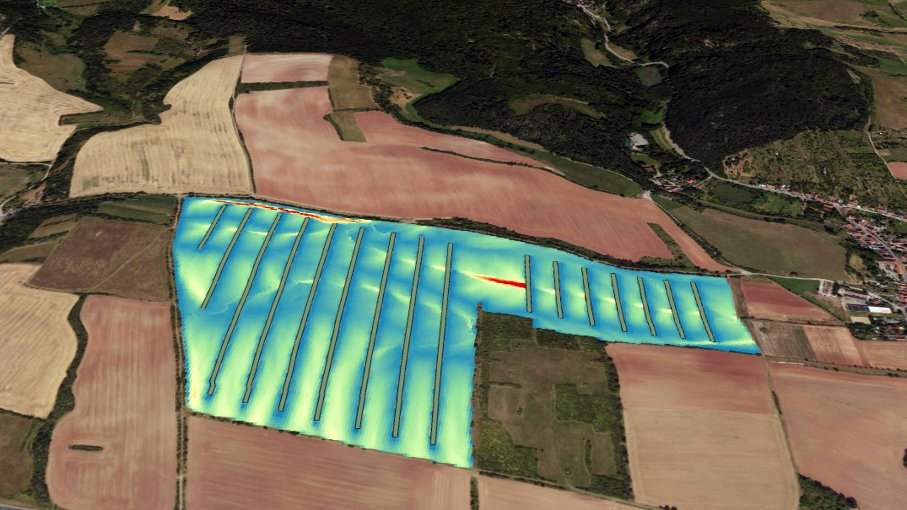Landschaft mit eingezeichneter Fläche für ein Agroforstsystem